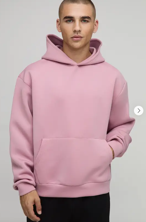 boohooMAN Oversized Boxy Bonded Scuba Hoodie