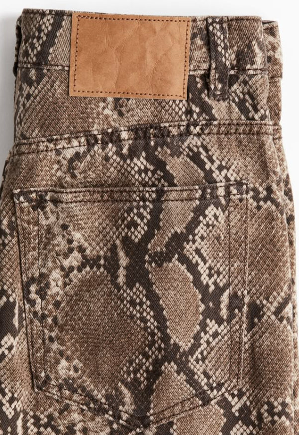 H&M - Wide high jeans - brown snakeskin-patterned