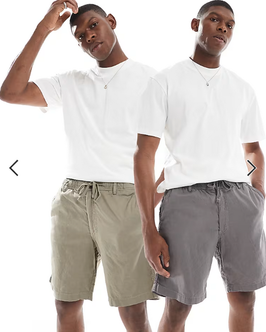 Jack & Jones 2 pack linen blend shorts in khaki and grey