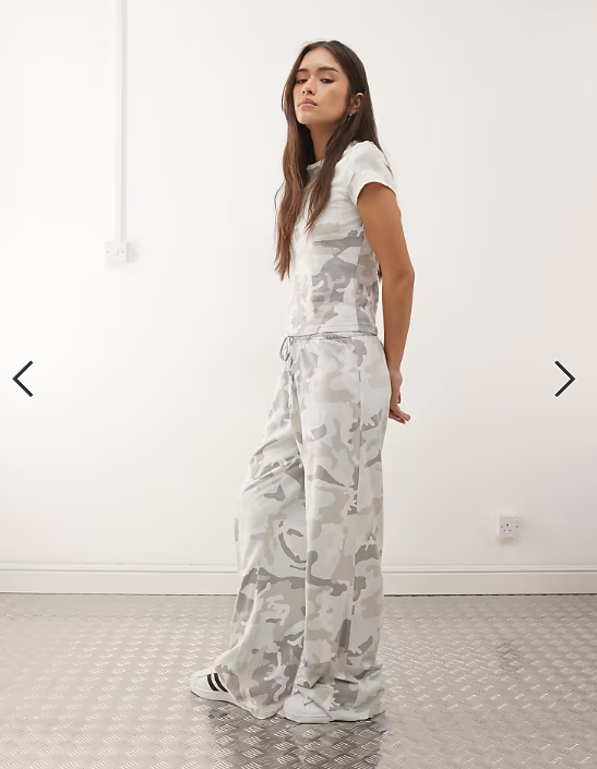 Weekday loose fit trousers co-ord in camo print