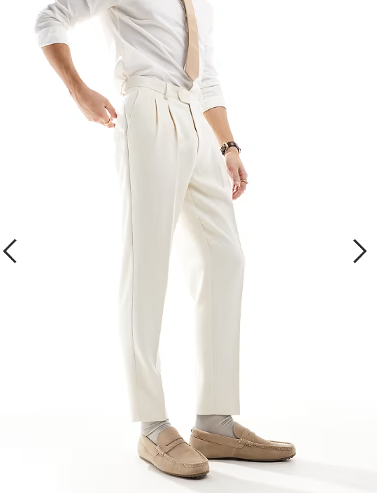 ASOS DESIGN smart tapered fit trousers in ecru textured fabric