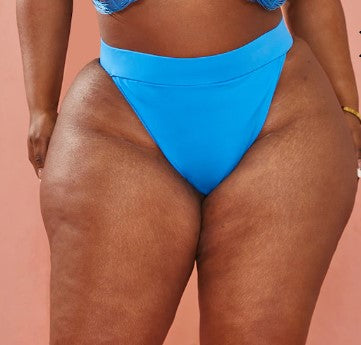 Plus Bright Blue High Leg Bikini Bottoms