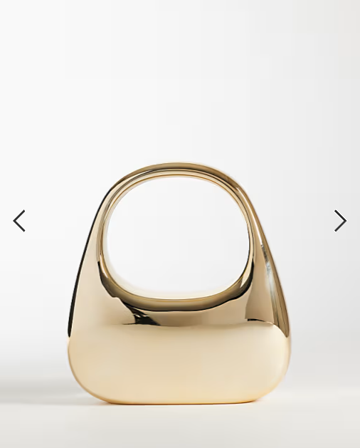My Accessories round metal handheld clutch purse in gold tone
