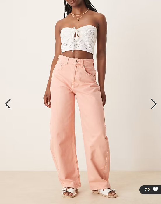 ASOS DESIGN high rise barrel leg jeans in soft apricot
