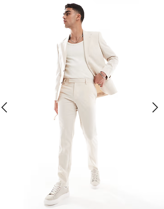 ASOS DESIGN four way stretch skinny suit trousers in stone
