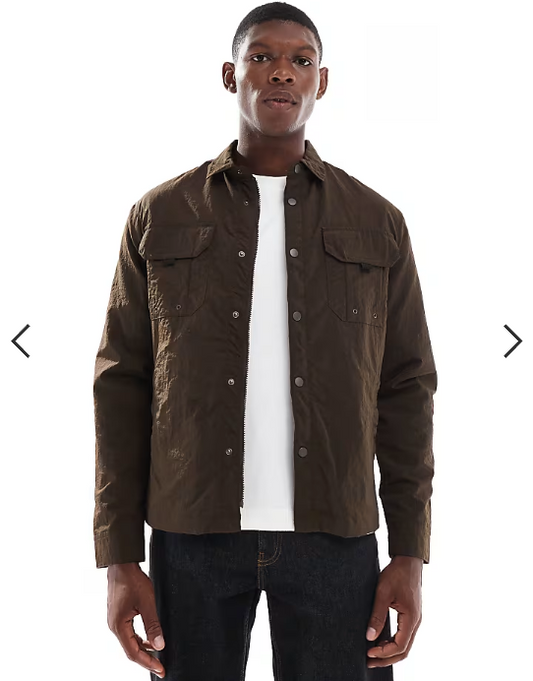 Brave Soul lightweight shacket in chocolate brown