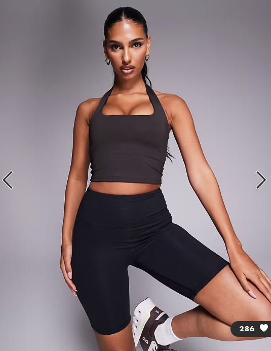 4505 halter neck performance top with inner bra in dark chocolate