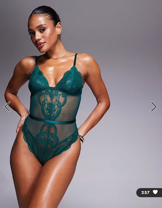 ASOS DESIGN Lola lace soft body in forest green