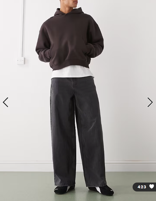COLLUSION X003 wide leg mid rise jean in washed black