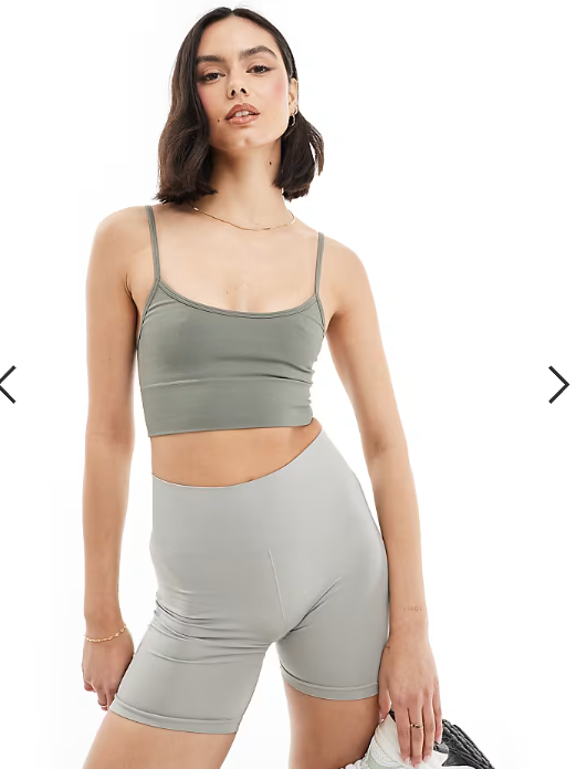 Miss Selfridge seamless bralet cami top in khaki