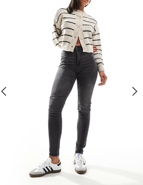 Noisy May Callie high waist skinny jeans in washed gray
