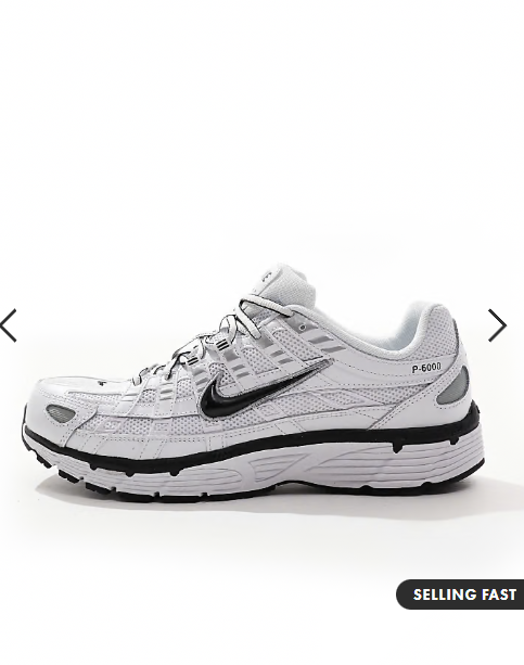 Nike P-6000 trainers in white and metallic silver
