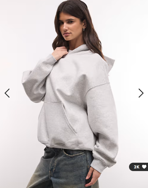 Weekday oversized heavyweight jersey hoodie in grey melange