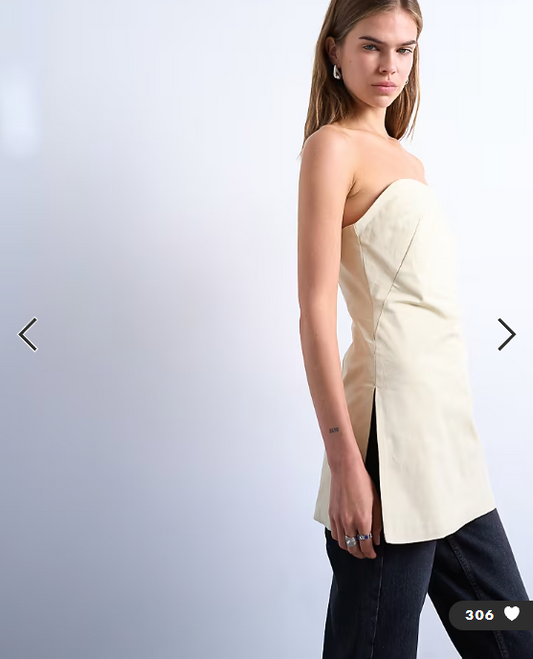 Topshop clean longline tunic bandeau top in buttermilk