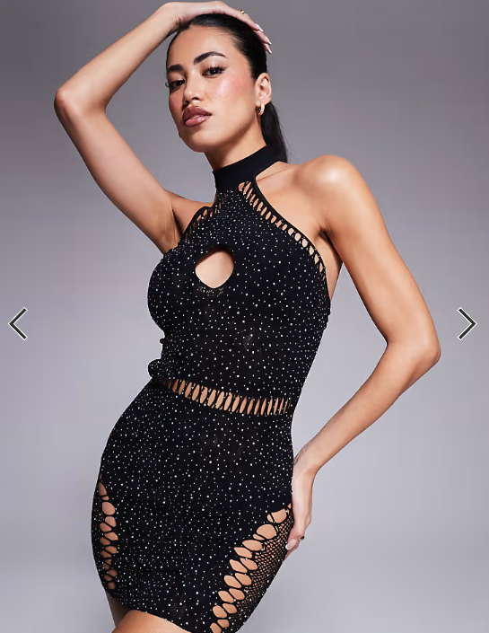 Ann Summers Verity diamante dress in black - BLACK