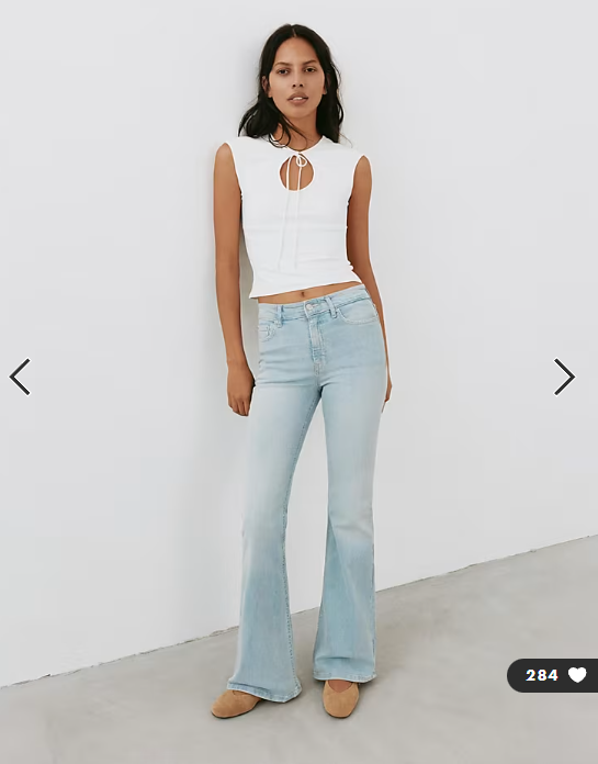 Pull&Bear Tall skinny flared jeans in sky blue