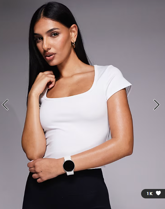 4505 active square cap sleeve top in white