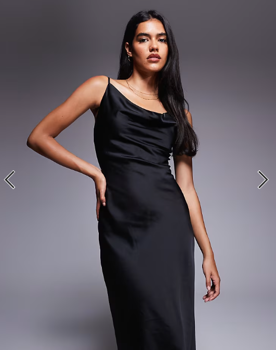 New Look - satin cowl neck midi dress in blaxk