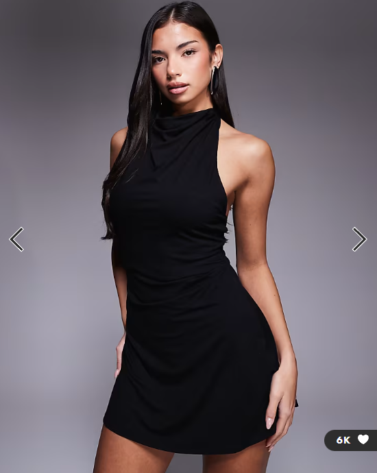ASOS DESIGN draped halterneck softline mini dress in black