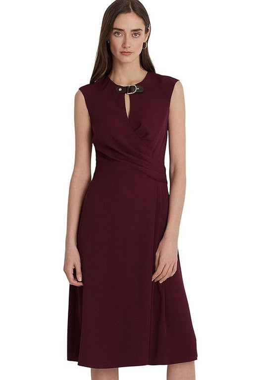 Ralph Lauren - Buckle-Trim Georgette Cap Sleeve Dress.