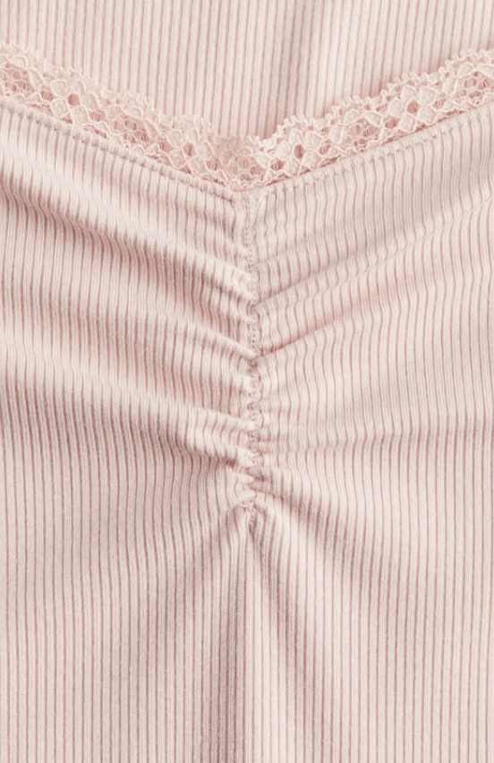 LACE-TRIMMED RIBBED TOP