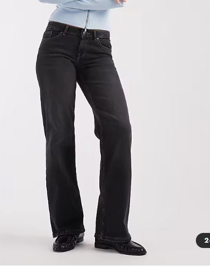 ONLY Judy low rise wide leg jeans in washed black