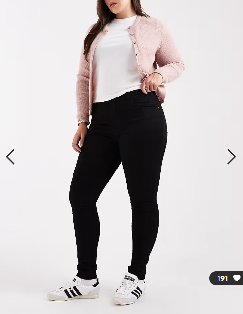 ONLY Curve Augusta high waisted skinny jeans in black