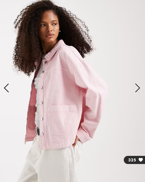 Vero Moda denim shacket with front pockets in parfait pink