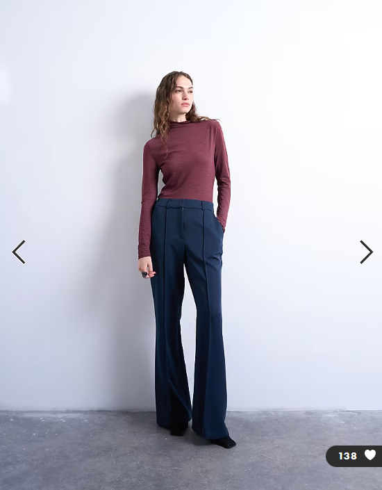 Topshop co ord tailored flare trouser in navy