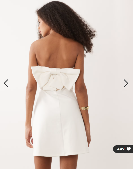 New Look bow back bandeau mini dress in white