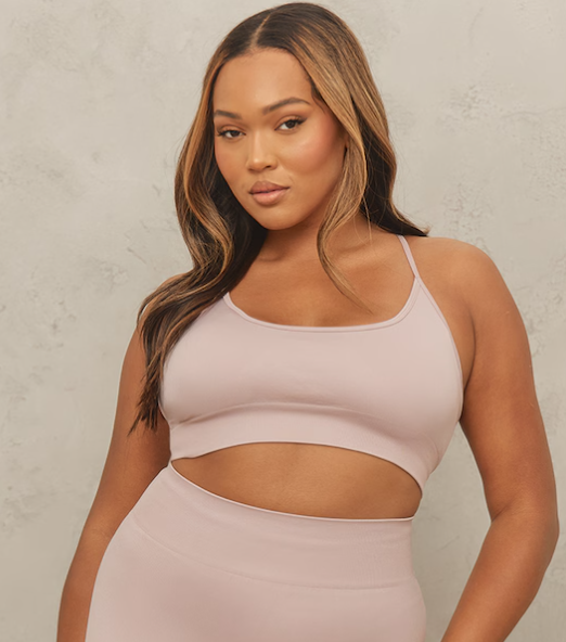 Dusty Pink Plus Basic Seamless Padded Sports Bra