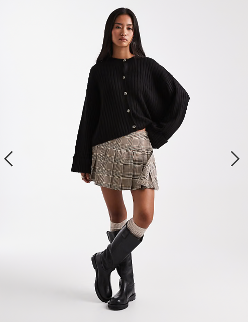 ASOS DESIGN knitted cardigan with turn up cuff in black