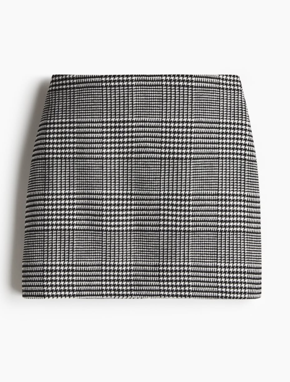 H&M - MINI SKIRT - Checked - Wool Blend