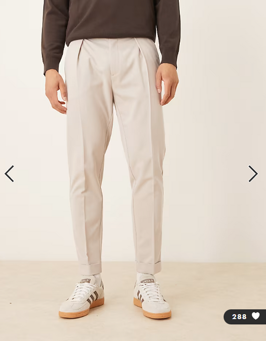 ASOS DESIGN smart tapered chino trouser in stone twill