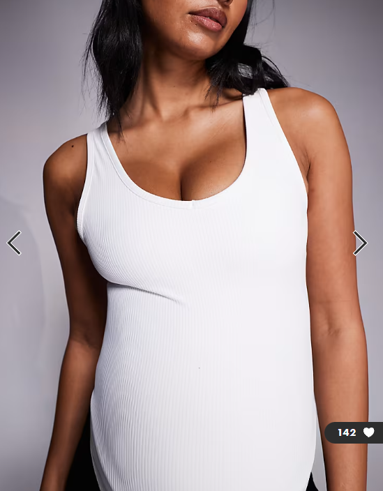 4505 Maternity soft touch rib vest with inner bra in white