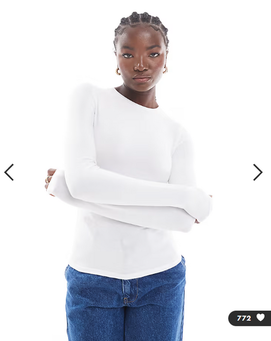 Cotton On long sleeve crew top in white