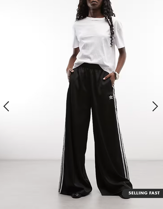 Adidas - originals wide leg satin joggers in black