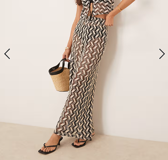 Asos - New Look co-ord chevron crochet look trousers in black