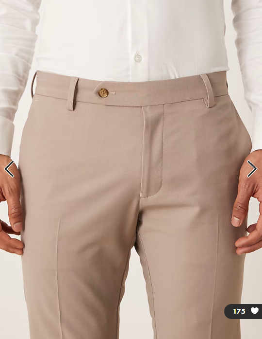ASOS DESIGN skinny wooll rich suit trousers in beige