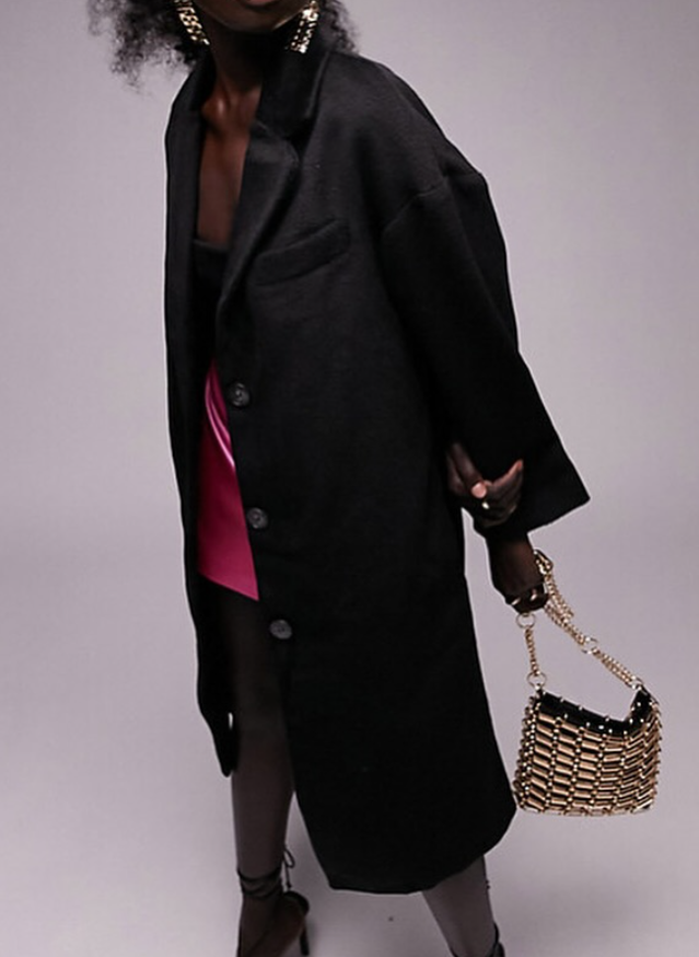 ASOS Topshop smart long coat in black