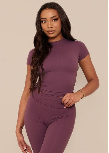 TALL EGGPLANT CORE COLLECTION TAB CONTOUR SCULPT SHORT SLEEVE T SHIRT