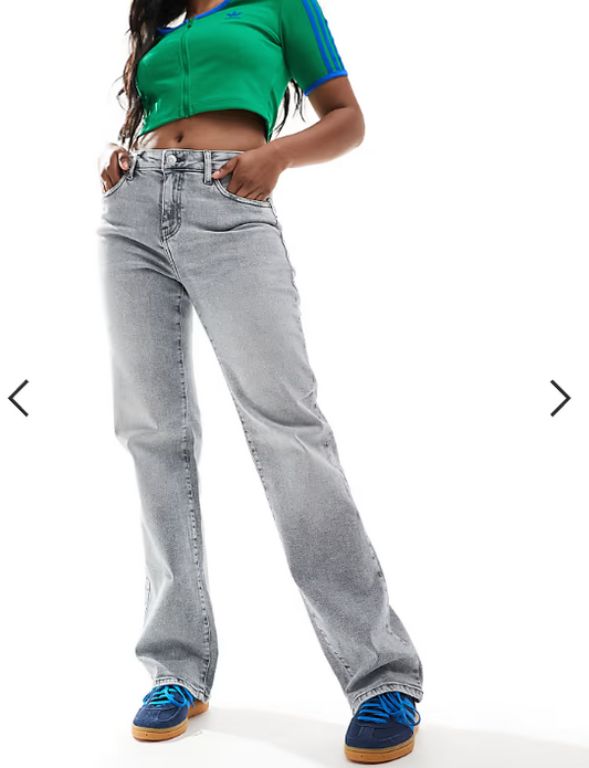 Noisy May Yolanda mid rise straight leg jeans in light grey wash