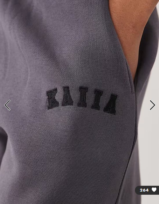 Kaiia Tall cotton blend embroidered logo cuffed joggers in dark grey