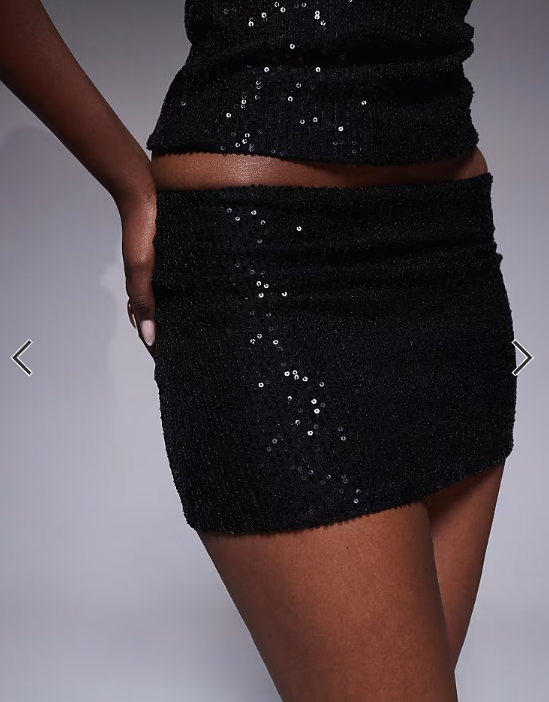 Fashionkilla exclusive sequin micro mini skirt co-ord in black