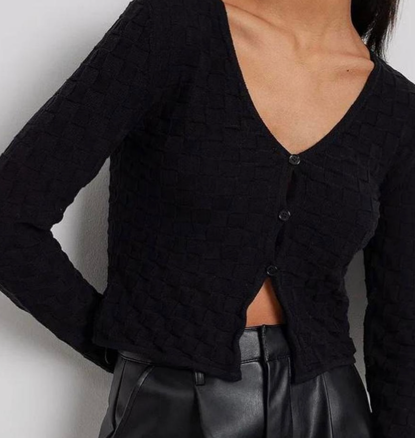 Na-kd - Square Knit Tie Detail Cardigan