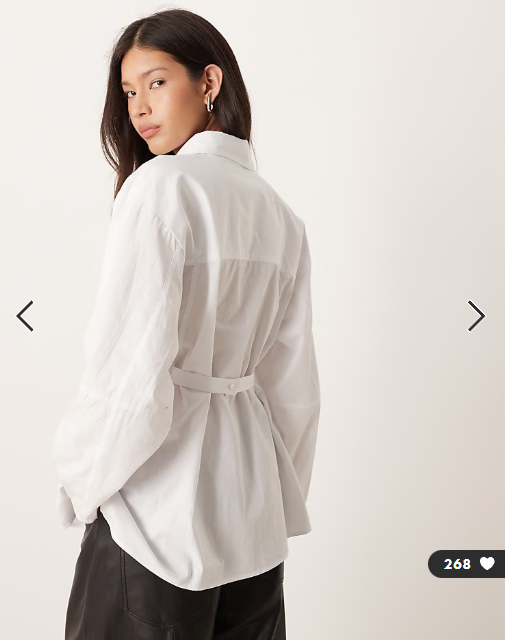 ASOS DESIGN cocoon sleeve cinch back shirt in white
