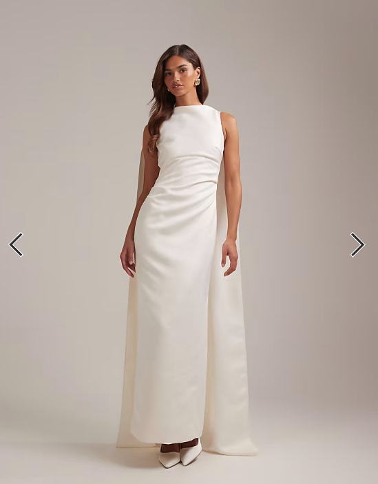 ASOS DESIGN high neck maxi wedding dress with train in ivory