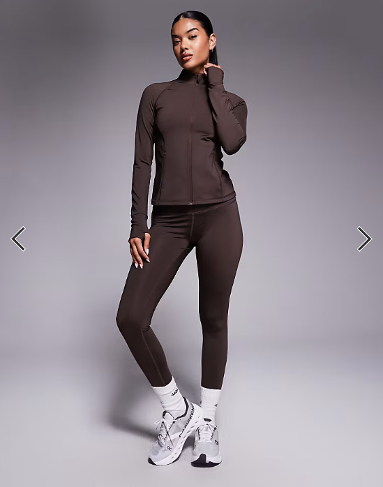 4505 Icon sculpting zip up long sleeve jacket in french roast