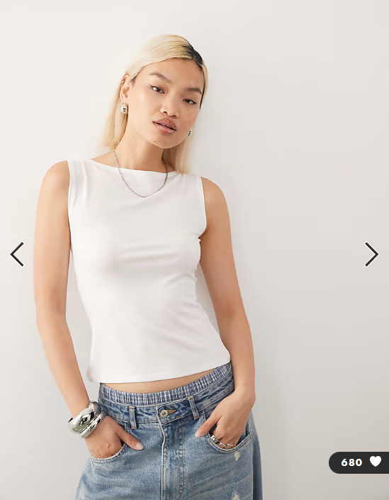 Weekday Annie super soft boat neck tank top in white