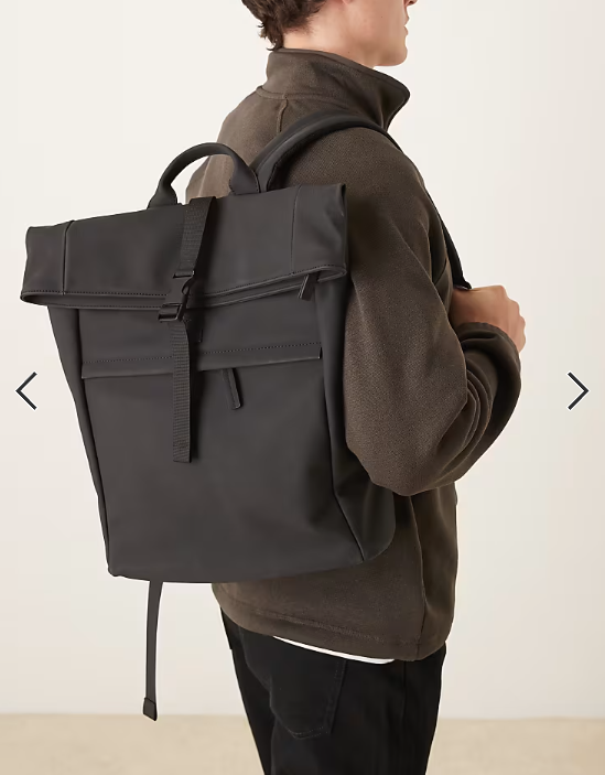 Mango roll top backpack in black